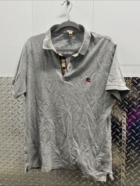 Burberry Brit Men’s Gray Cotton Polo Shirt, Large